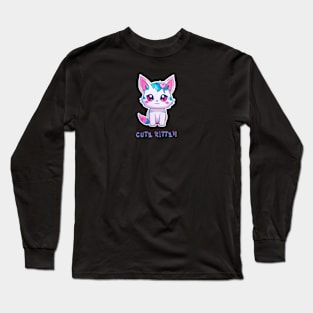 anime CUTE KITTEN with a rose Long Sleeve T-Shirt